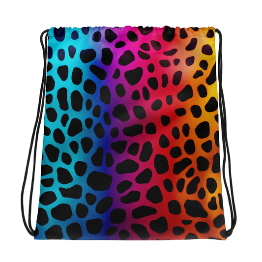 Leopard Rainbow Drawstring Bag