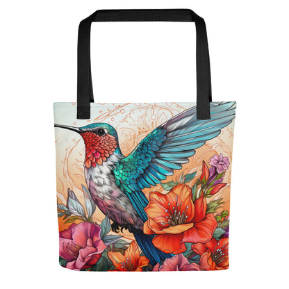 Hummingbird Floral Tote Bag
