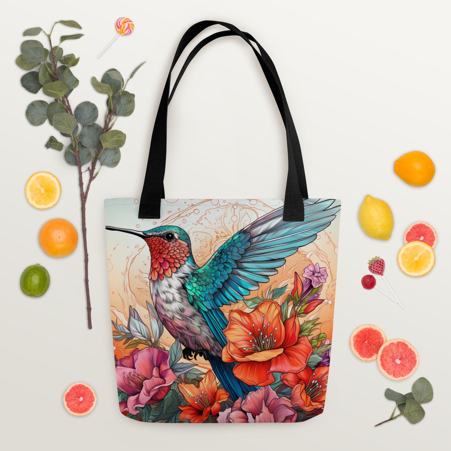 Hummingbird Floral Tote Bag