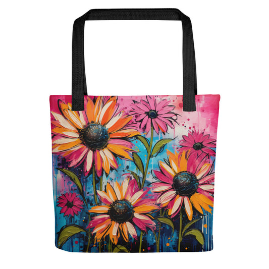 Abstract Pink Sunflower Tote Bag