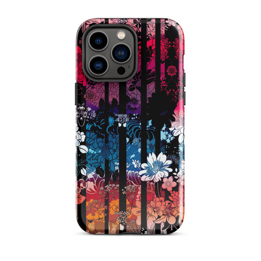 Striped Floral Artwork Tough Case for iPhone®